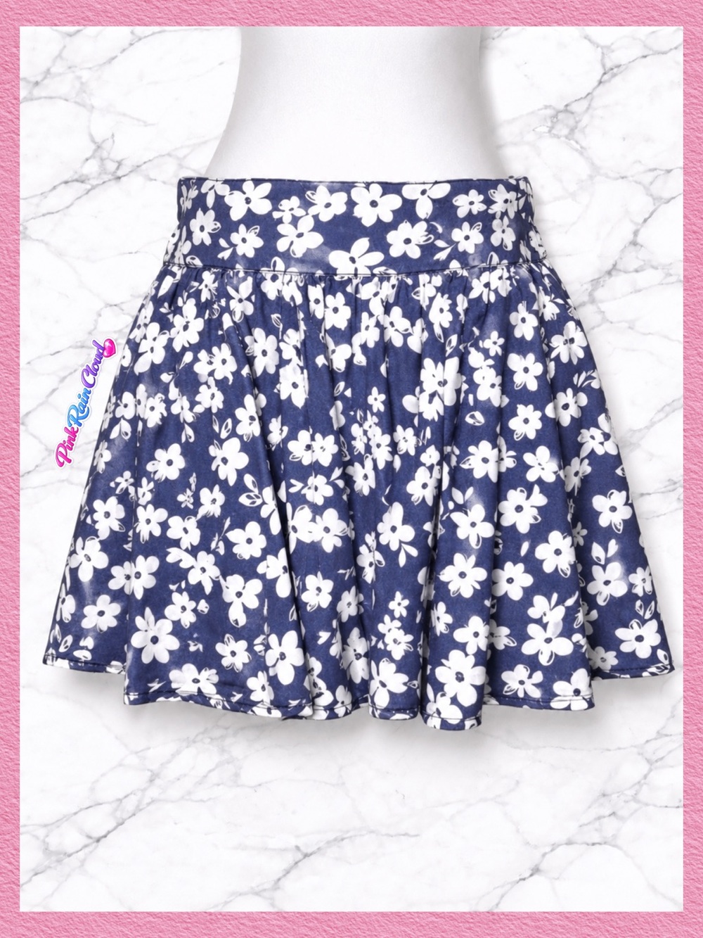 Chambray 90s Daisy Floral Blue White Skirt Women’s S/M